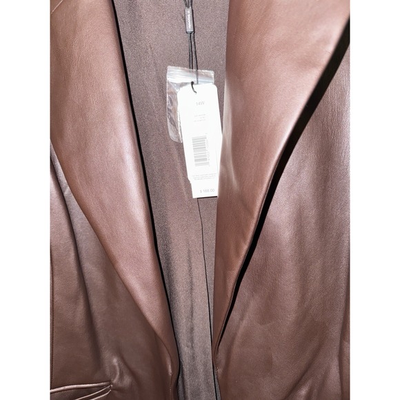 T-Tahari Vegan Leather Ruched Sleeve Blazer Size 14 - Picture 10 of 15
